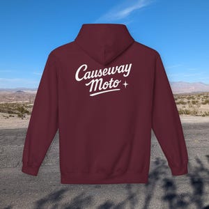 Causeway Moto Retro Biker Hoodie, Vintage Cafe Racer Motorcycle Sweatshirt, Softstyle Fleece Hoodie, Triumph Motorcycle,