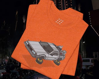 Zurück in die Zukunft DeLorean T-Shirt, Retro Sci-Fi T-Shirt, Film Liebhaber Geschenk, Kurzarm Unisex Jersey Top, 80er Jahre, Popkultur von Toko Selma