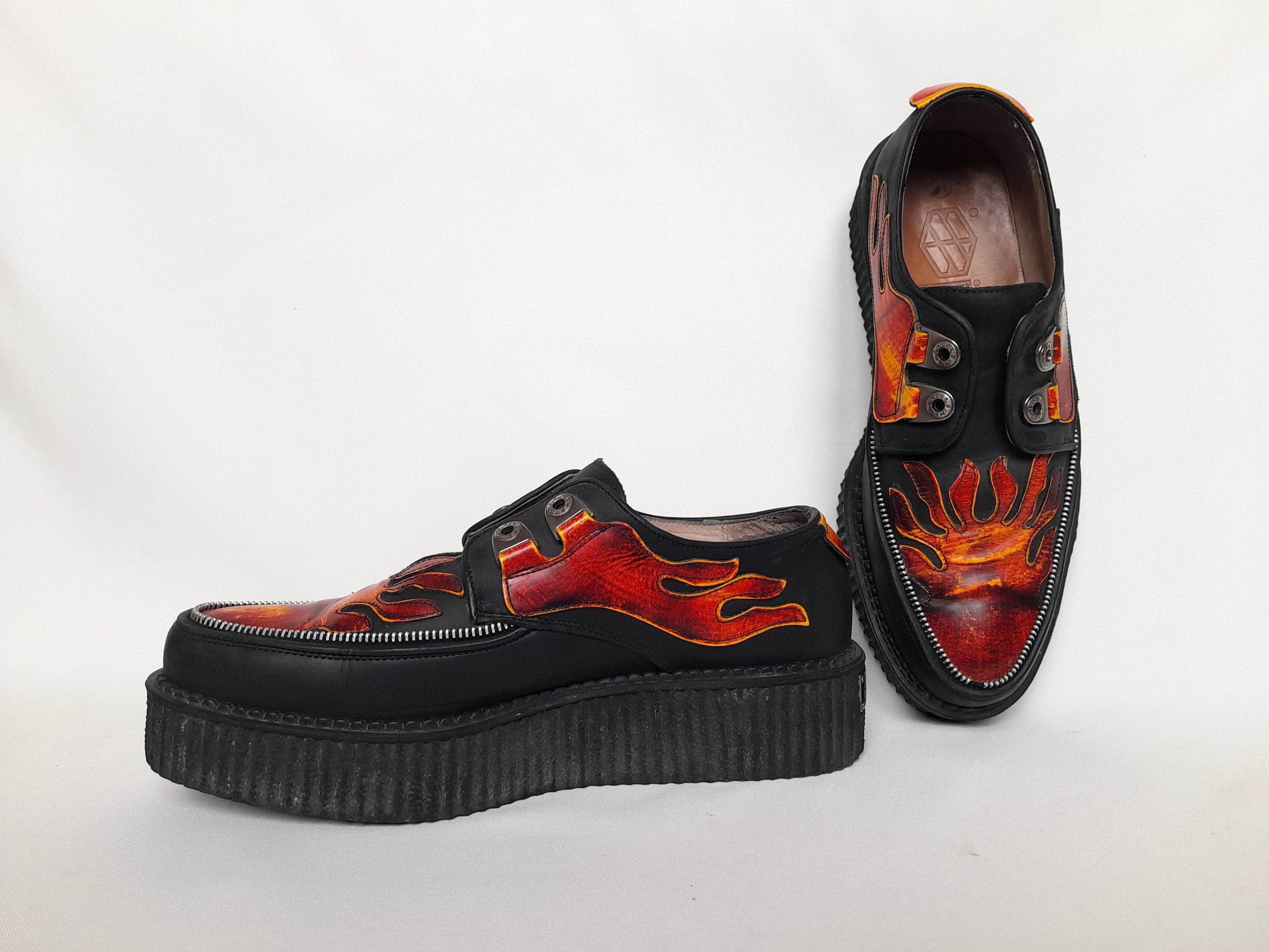 Vintage Mens New Rock Red Flames Boots ,size EU 44 , New Vintage Mens New Rock Red Flames Boots ,size EU 44 , New