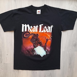 Vintage Meat Loaf Bat Out Of Hell 2003 World Tour T-Shirt ,Medium ,Meat Loaf 2003-2004 UK Tour Tee ,Meat Loaf Bat Out Of Hell Black T-Shirt