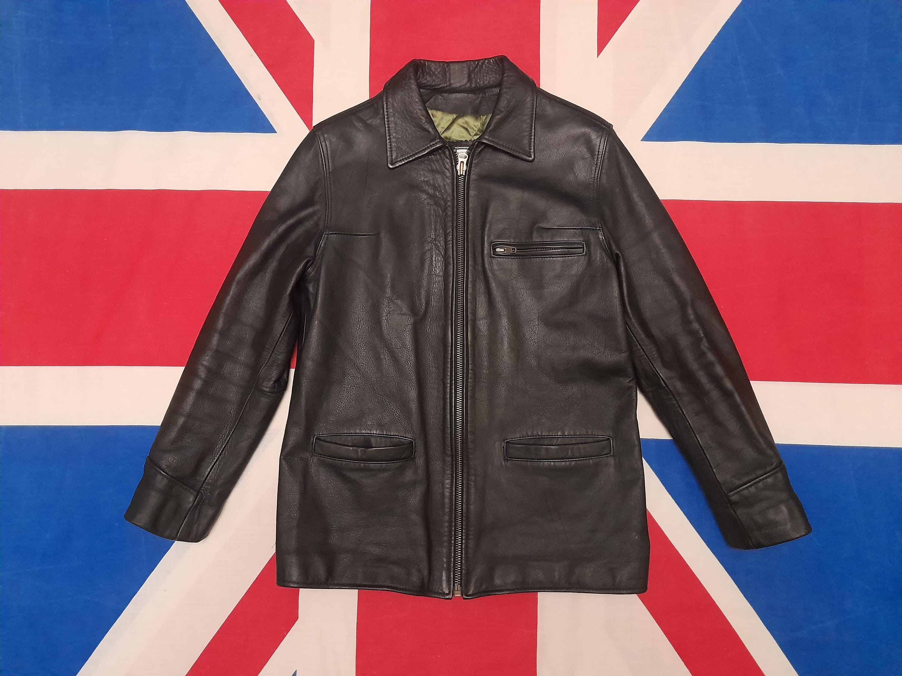 Vintage England Leather Wear Motorcycle Biker Jacket ,black