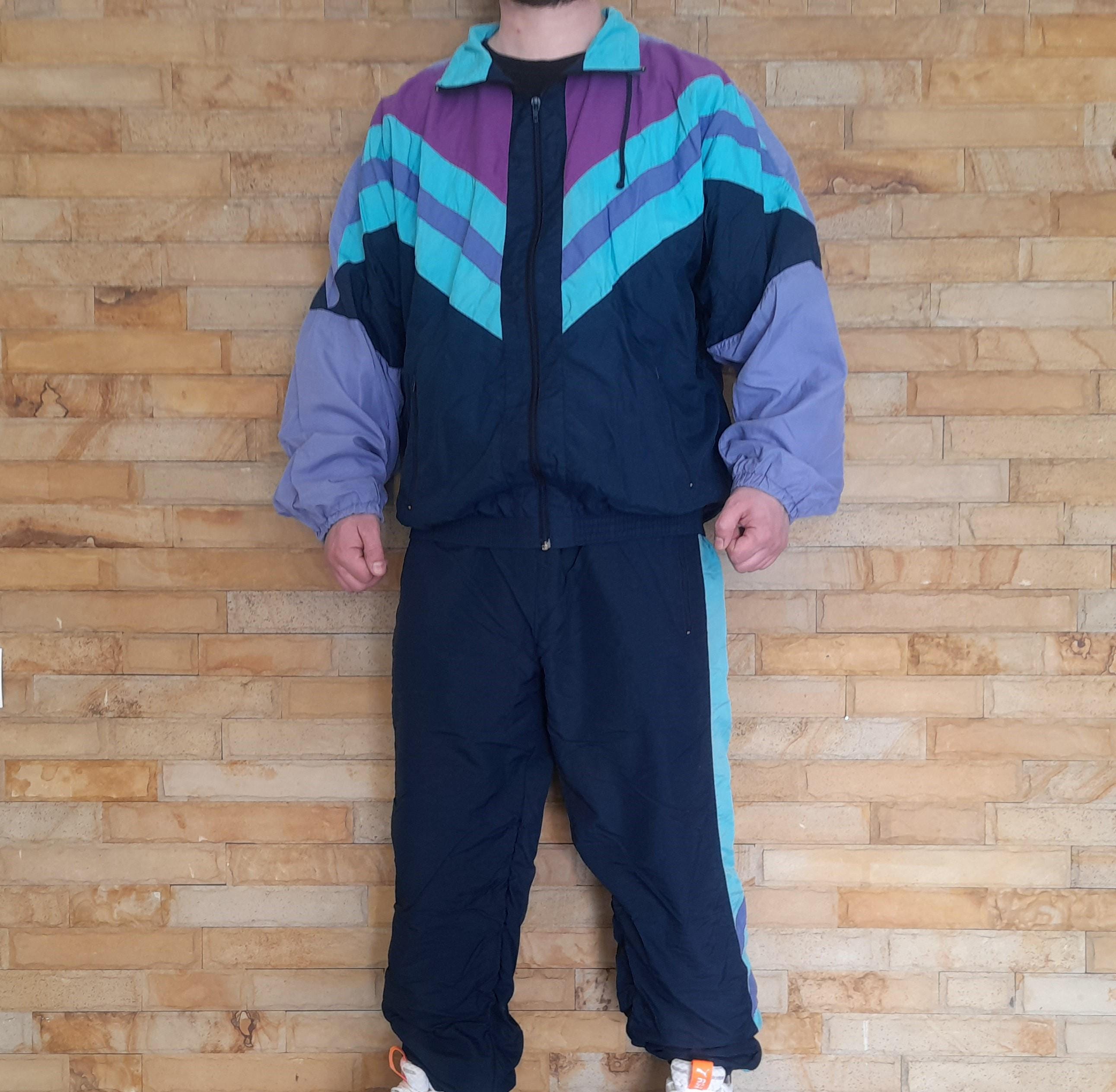 Vintage 90s Multi Color Color Tracksuit , Rave Techno Tracksuit
