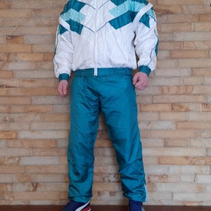 Vintage 90s Multi Color color tracksuit , Rave Techno tracksuit vintage Full Track Suit colorful colorblock ,Track Suit ,Mens M , 90s Track zdjęcie 2