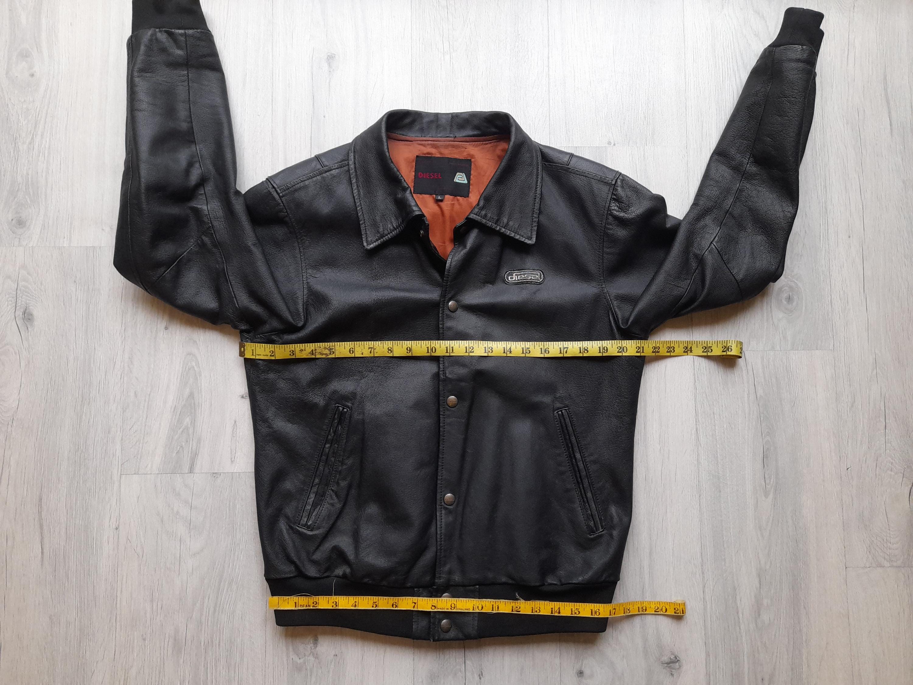 Diesel Vintage Leather Jacket Size L-M Black Bomber Jacket ,diesel