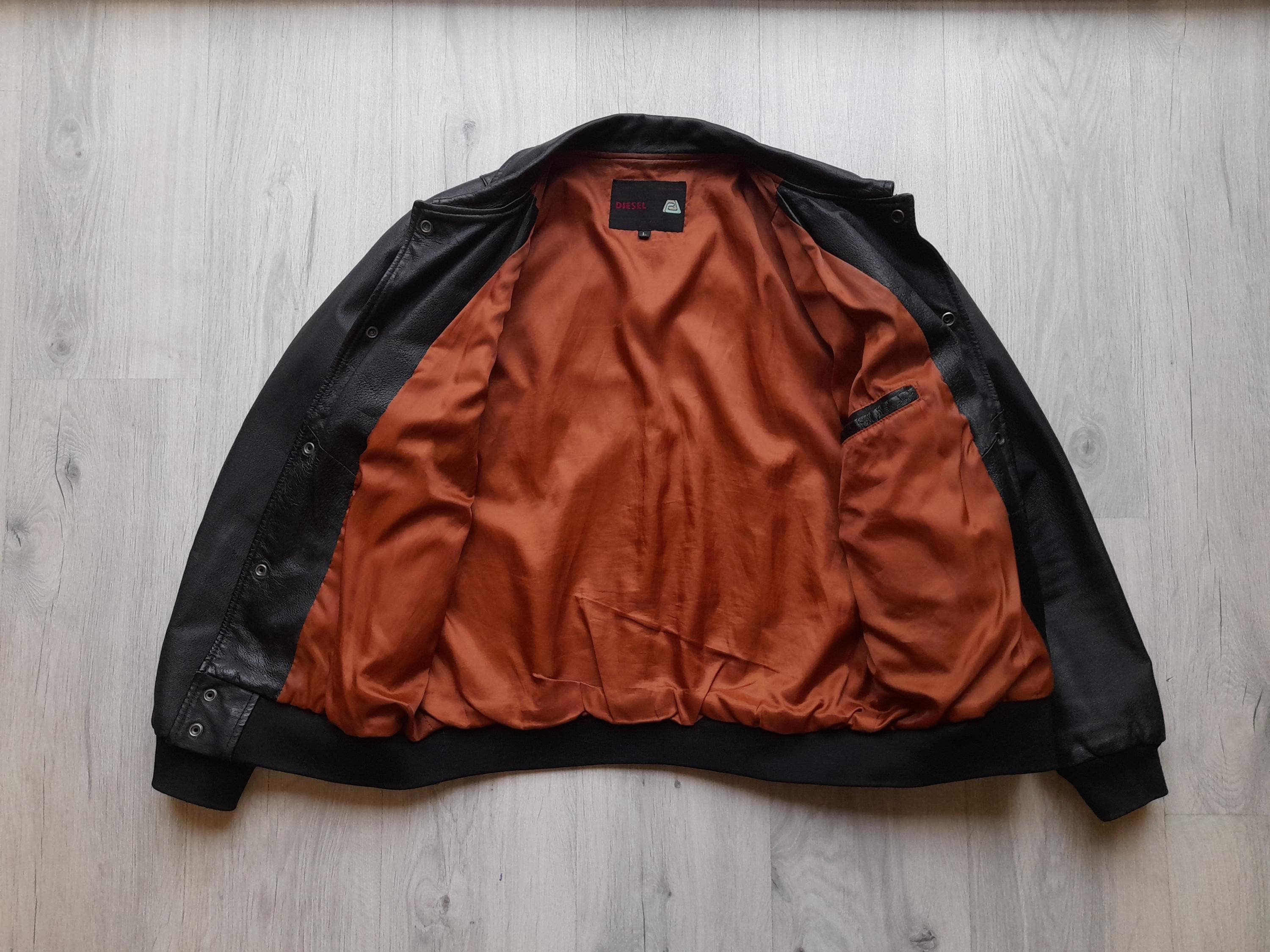 Diesel Vintage Leather Jacket Size L-M Black Bomber Jacket ,diesel