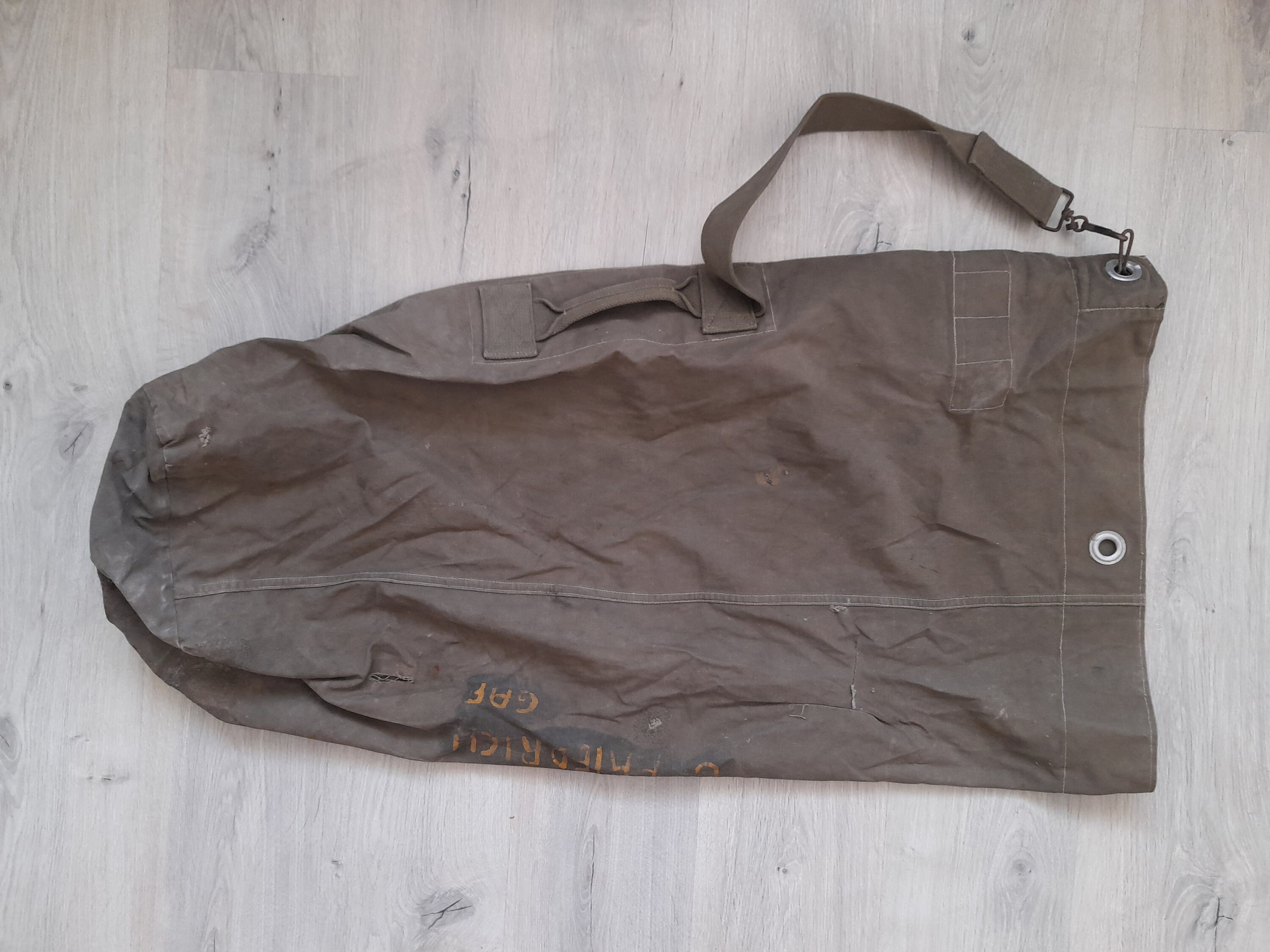 Vintage 50s Canvas Military Style Duffle Sack Hermann Wighardt 