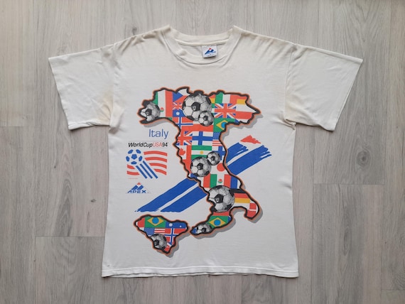 94イタリア 代表ユニフォーム　MADE IN ITALY　M Vintage 90s World Cup 1994 Medium Size Tee , Italy Soccer T-shirt