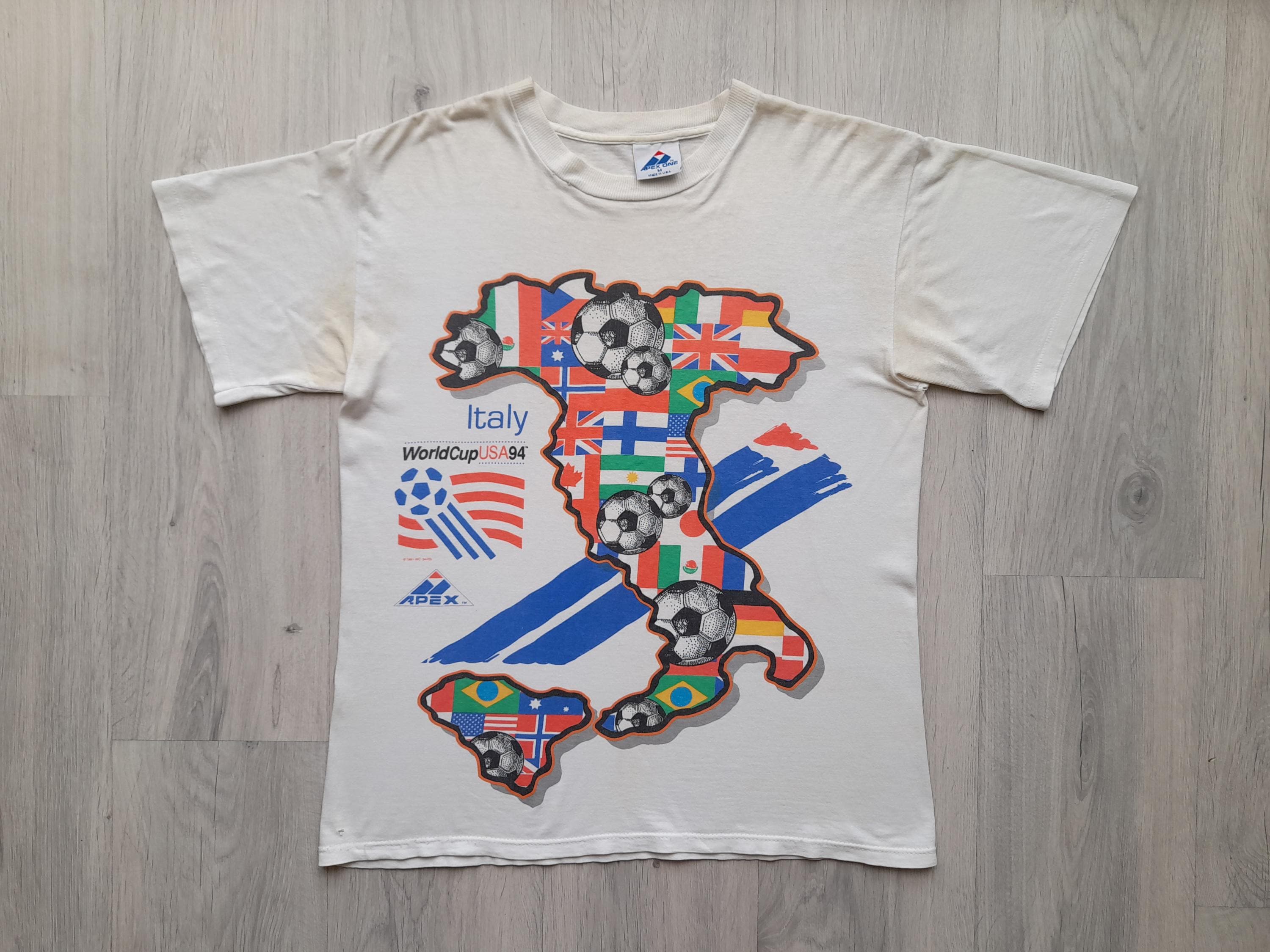WORLDCUP 1994 Tシャツ ワールドカップ 総柄プリント 90s Vintage 90s World Cup 1994 Medium Size Tee , Italy Soccer T-shirt