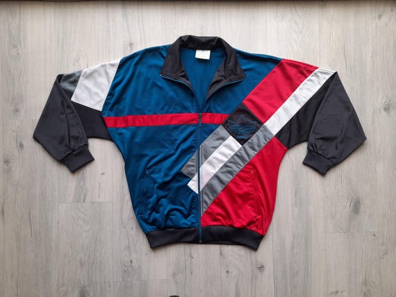 Vintage 90s Adidas Multicolor Track Jacket: Retro Rave Techno
