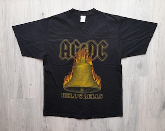 AC/DC Hells Bells Vintage Black T-shirt - 100% Cotton Rock Tee - Etsy