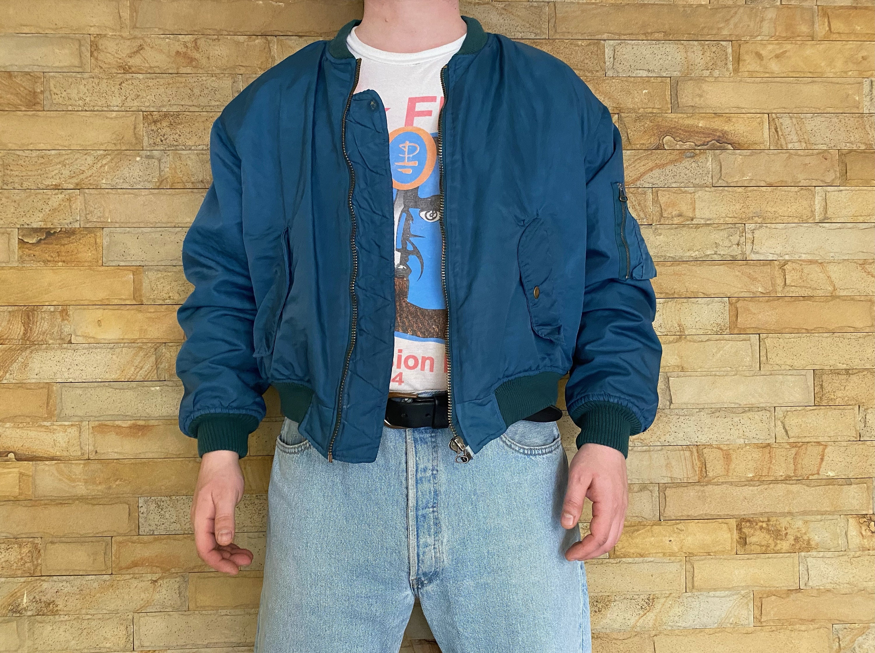 Vintage 80s 90s MA1 Bomber Jacket , Vintage Flight Jacket Vintage 80s 90s MA1 Bomber Jacket , Vintage Flight Jacket