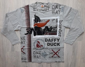 Vintage 90s Daffy Duck Longsleeve shirt ,XL ,No Skateboarding Sign Vintage T-Shirt ,Vintage Roller Skateboard T-Shirt ,Roller Skate Shirt