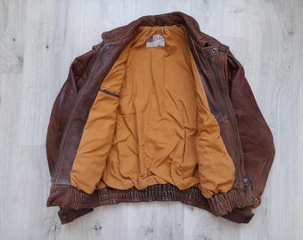 Vintage 80s Ortov Leather Bomber Motorcycle Jacket , 80s