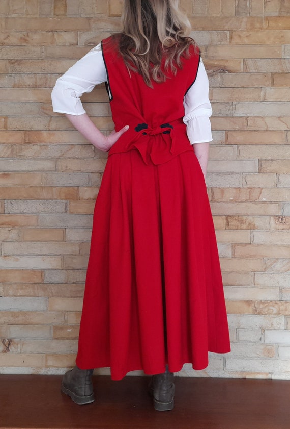 Vintage 90s Womens Alphorn Trachtenmode Red dress… - image 5