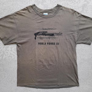Vintage Nunwhore Commando 666 World Whore III Rare Tee ,electronic pumpgun grind ,Industrial Cybergrind Grindcore Band T-Shirt ,Grindcore