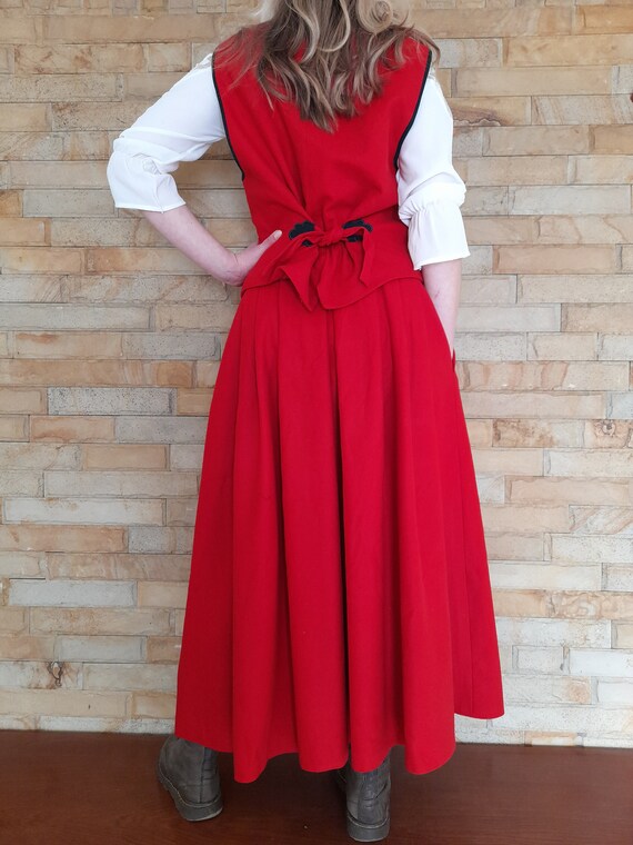 Vintage 90s Womens Alphorn Trachtenmode Red dress… - image 4