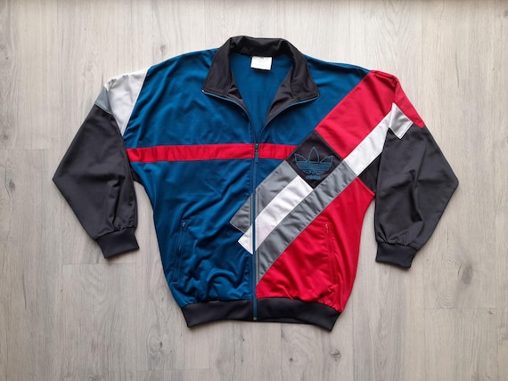 Vintage 90s Adidas Multicolor Track Jacket: Retro Rave Techno