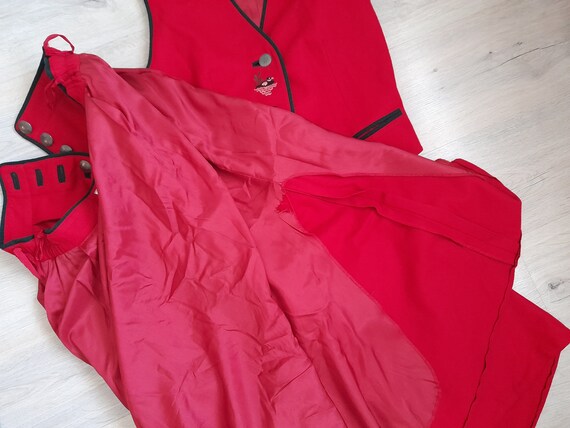 Vintage 90s Womens Alphorn Trachtenmode Red dress… - image 8