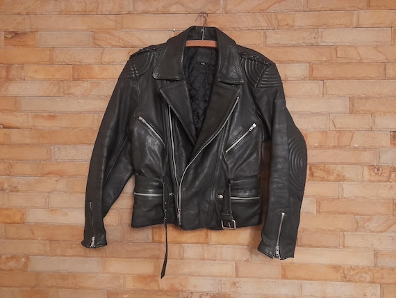 【美品が安い！】 90s Leather jacket (black) Vintage 1990s Womens Black 100% Leather Biker Moto Grunge