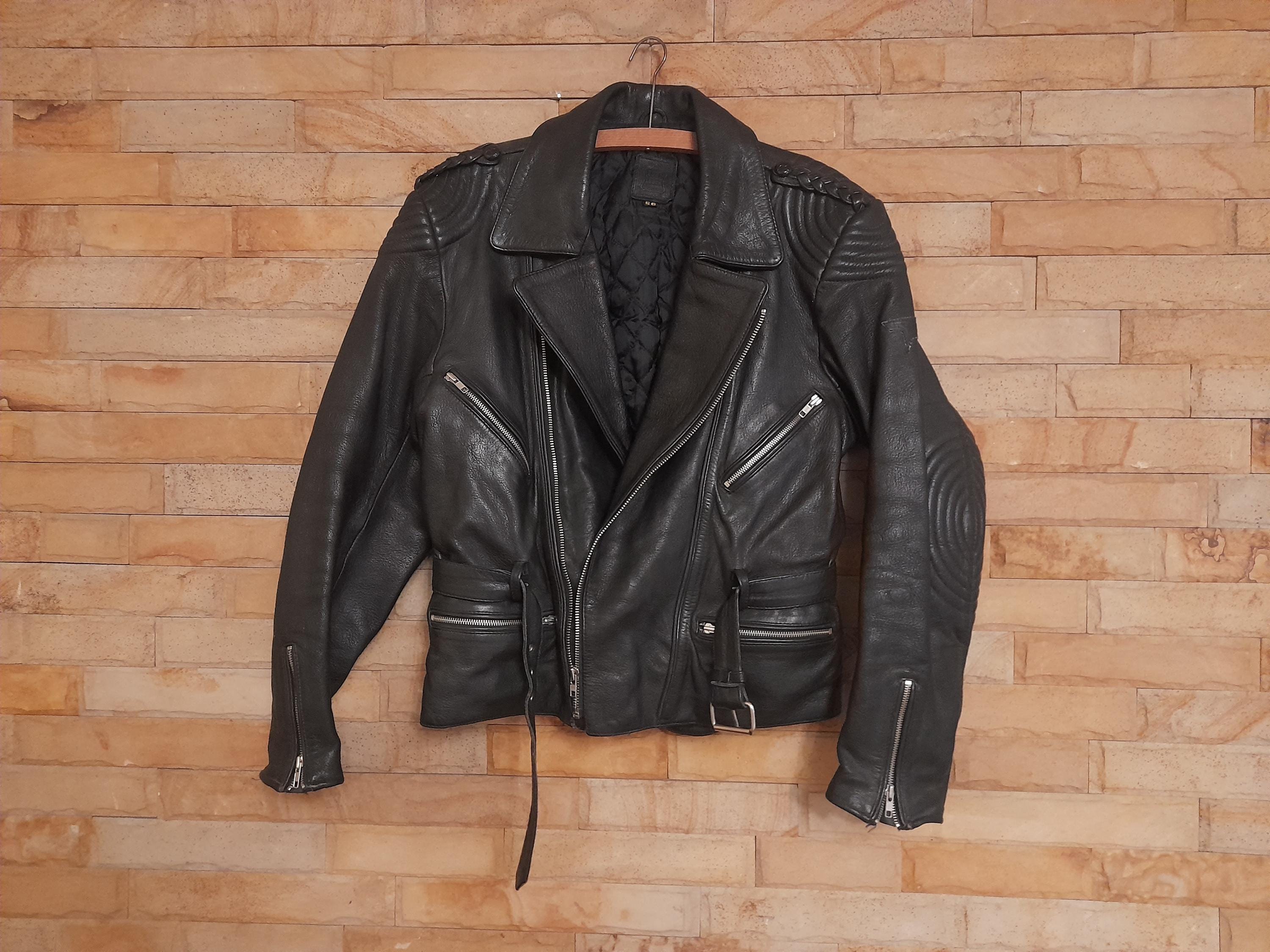 ジャケット・アウター 90s vintage single riders leather jacket Vintage 90s Biker Black Leather Jacket,real Leather Biker