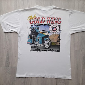Vintage 90s Honda Gold Wing T-Shirt , Honda Gold Wing Tee , Large , 90s Honda Racing T-Shirt ,93 Honda Gold Wing motorcycle tee Made in Usa