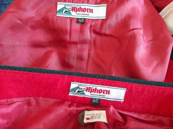 Vintage 90s Womens Alphorn Trachtenmode Red dress… - image 7