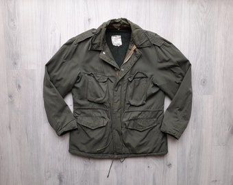 90s Military Jacket Olive Green Army Commando Cargo Field Jacket 