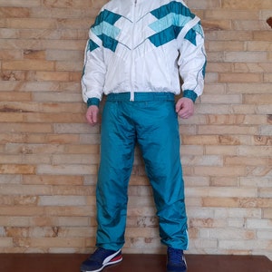 Vintage 90s Multi Color color tracksuit , Rave Techno tracksuit vintage Full Track Suit colorful colorblock ,Track Suit ,Mens M , 90s Track zdjęcie 1