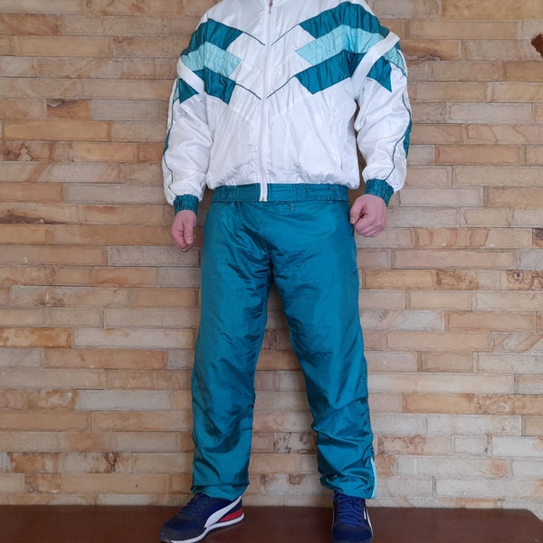 Vintage 90s Multi Color color tracksuit , Rave Techno tracksuit vintage Full Track Suit colorful colorblock ,Track Suit ,Mens M , 90s Track