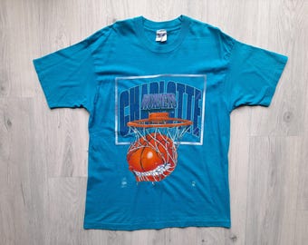 Rare Vintage 90s USA Made Charlotte Hornets NBA Magic Johnson T's