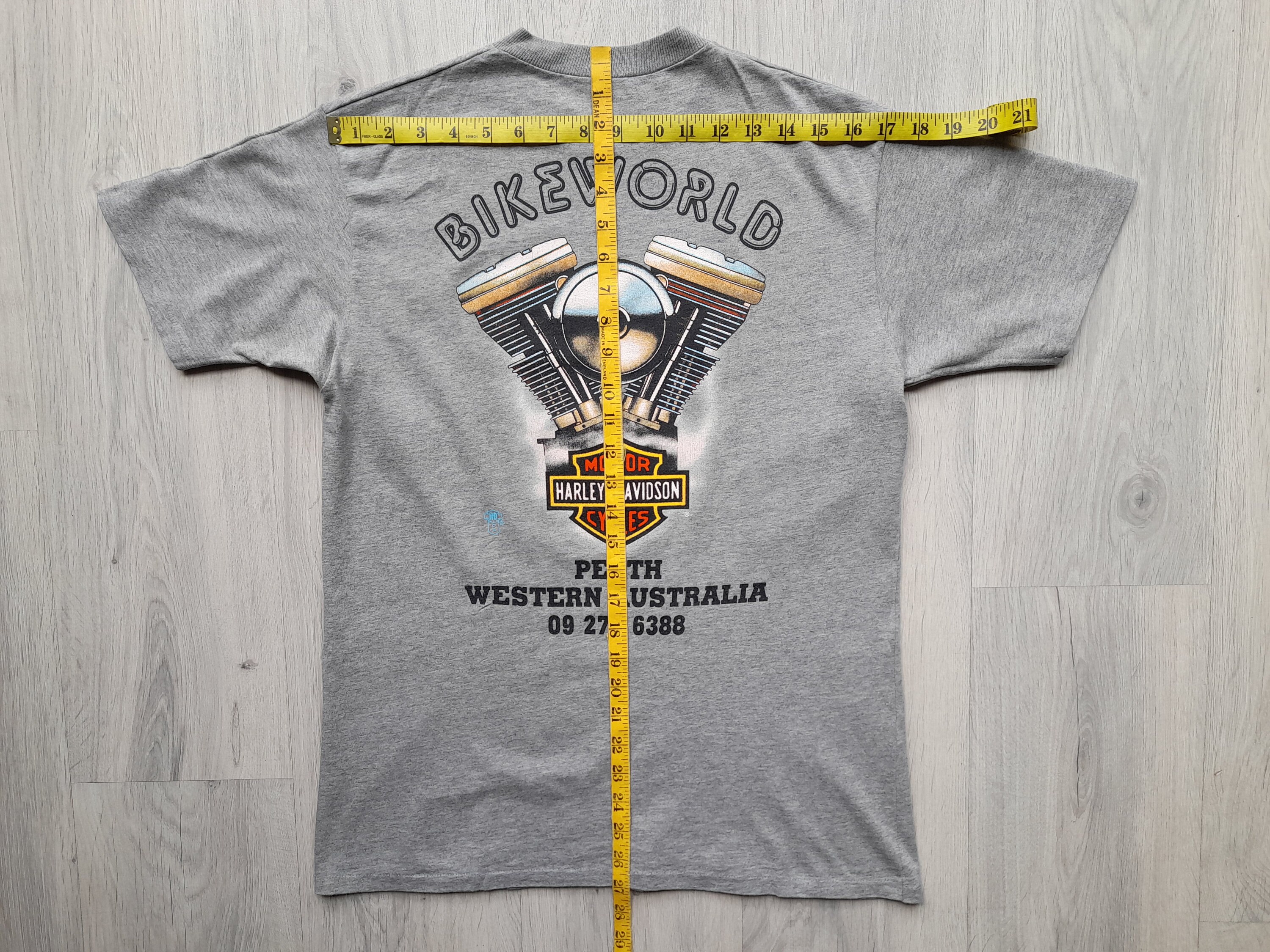 Vintage 1990 Biker World Harley Davidson Perth Australia Tee