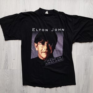 Vintage 90s Elton John Made In England T-Shirt , XL , Single Stitch Tee ,90s Elton John Made In England Tour Shirt ,Elton John Europe Tour