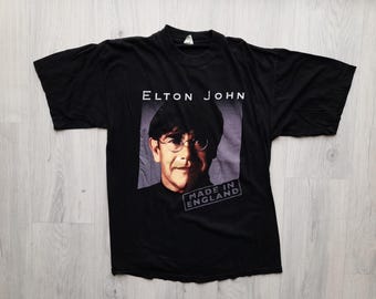 Vintage 90s Elton John Versace T-shirt - Double Sided Size L - Etsy