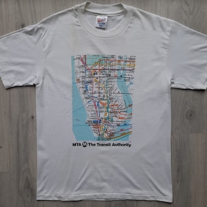 Vintage jaren '90 NYC Subway Metropoliten Map tee, New York City Subway Line Map shirt, Made in USA, Single Stitch Tee, New York Subway Line Map
