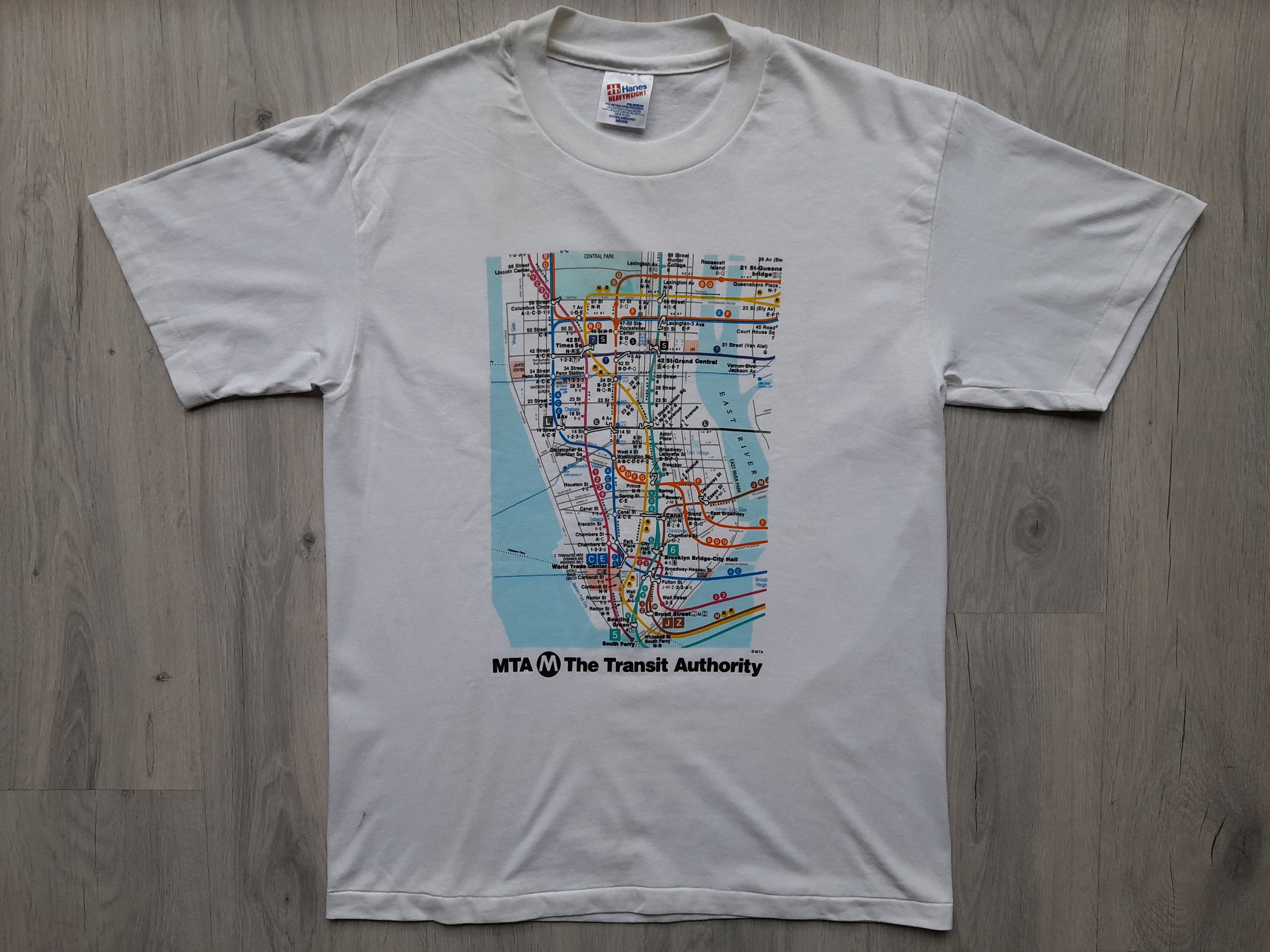 ヴィンテージ 90 年代 NYC 地下鉄メトロポリタン マップ T シャツ