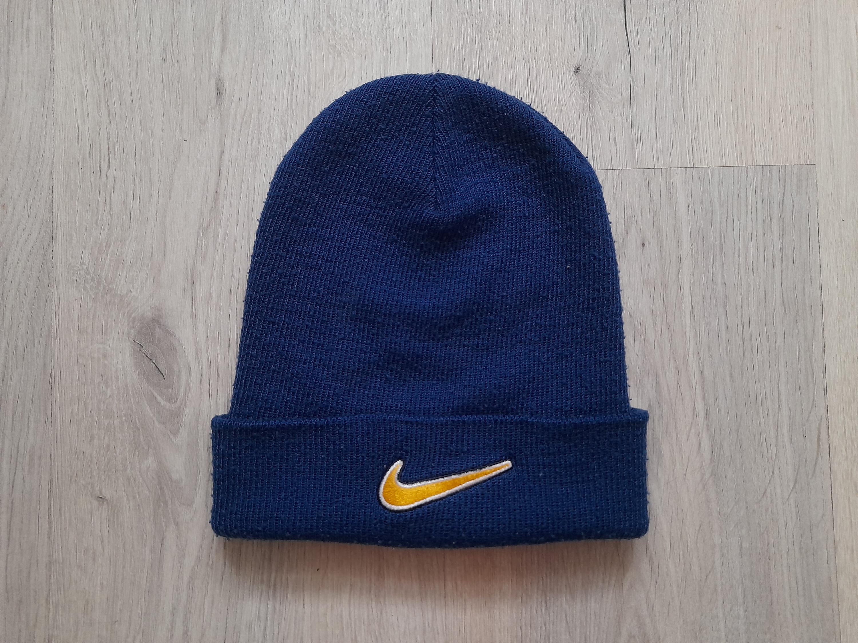 帽子 90s nike big swoosh knit cap navy Vintage Nike Beanie Nike Big Swoosh Hat Nike Blue Beanie