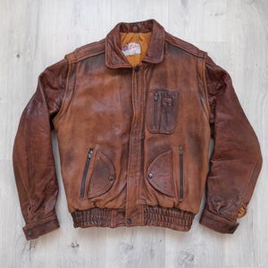 Blouson de moto en cuir Ortov vintage des années 80, veste de motard en cuir véritable fabriquée en Angleterre des années 80, moyen/petit, veste en cuir effet vieilli