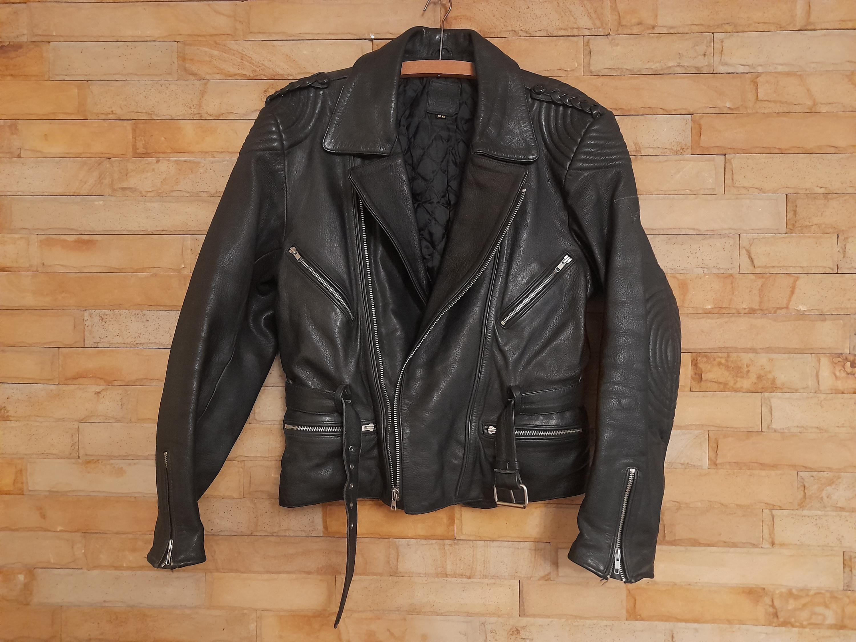 ジャケット・アウター flight real leather jacket 90s vintage Vintage 90s Flight Leather Jacket Full Zipper Real Leather