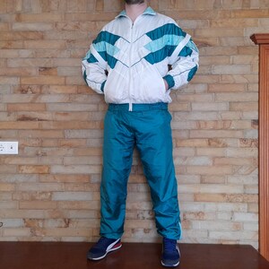 Vintage 90s Multi Color color tracksuit , Rave Techno tracksuit vintage Full Track Suit colorful colorblock ,Track Suit ,Mens M , 90s Track zdjęcie 4