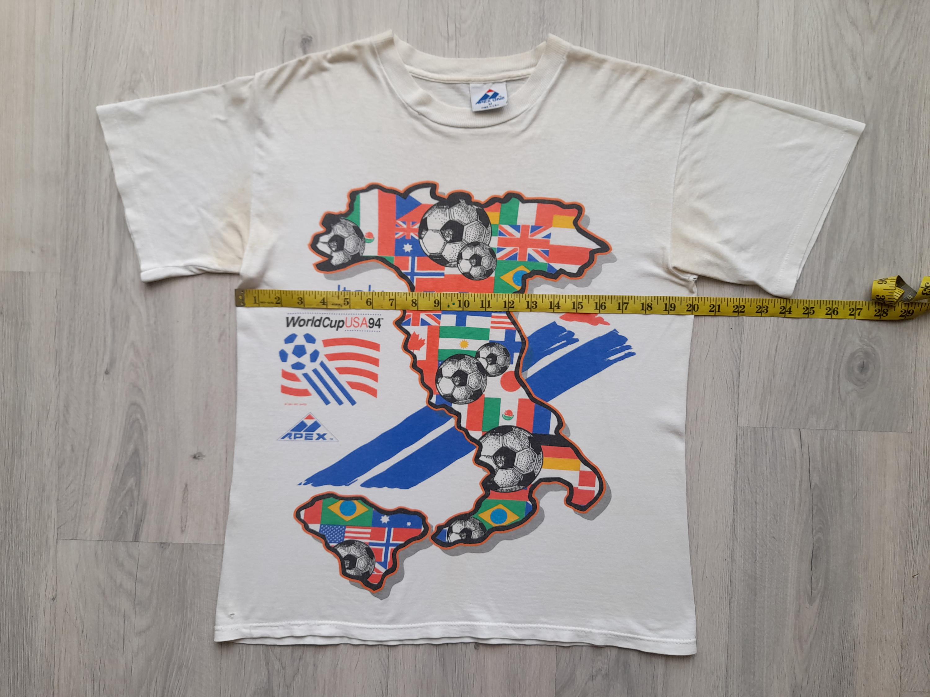 WORLDCUP 1994 Tシャツ ワールドカップ 総柄プリント 90s Vintage 90s World Cup 1994 Medium Size Tee , Italy Soccer T-shirt