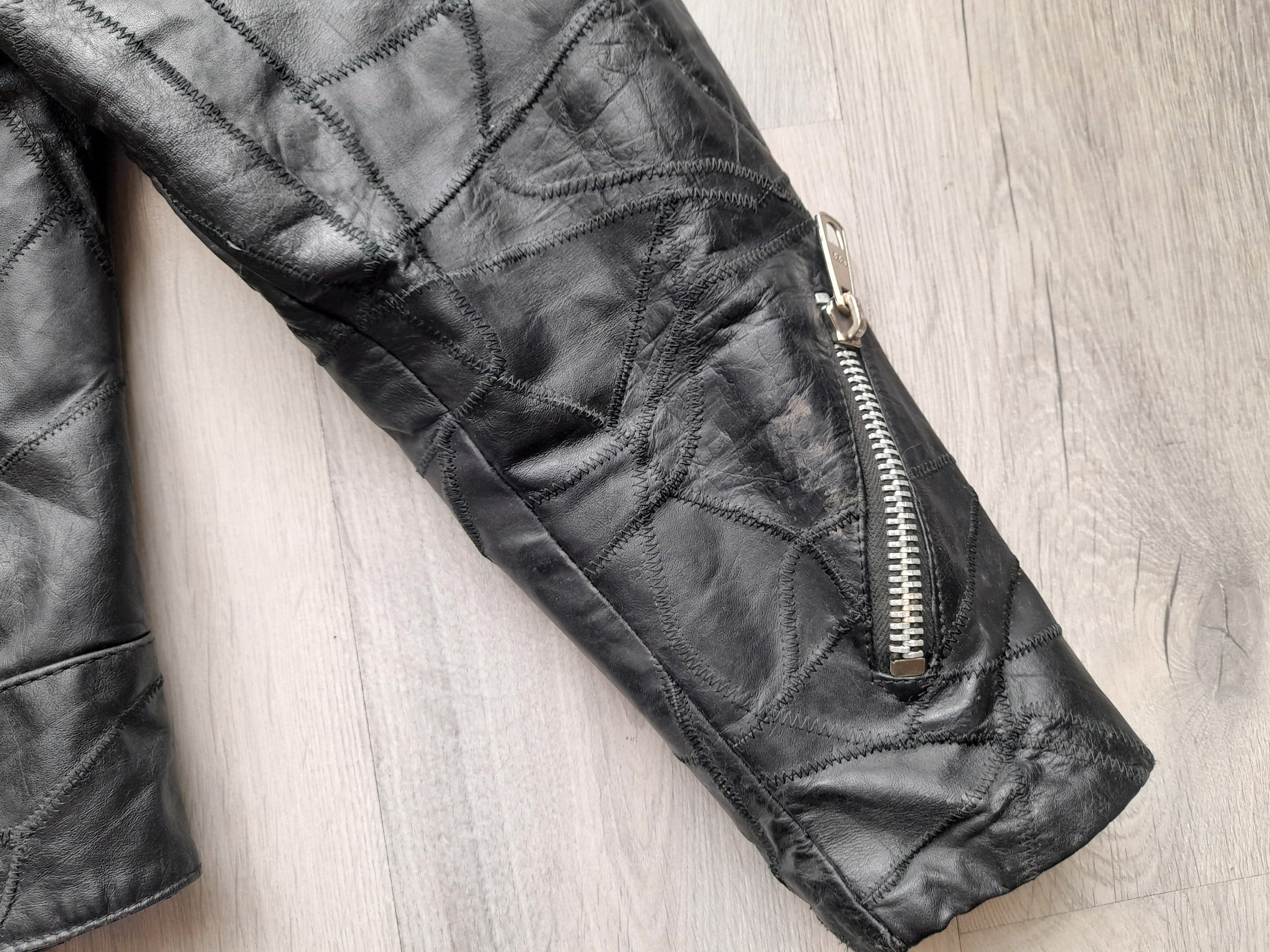 Vintage 80s Campri Sport Patchwork Leather Punk Jacket