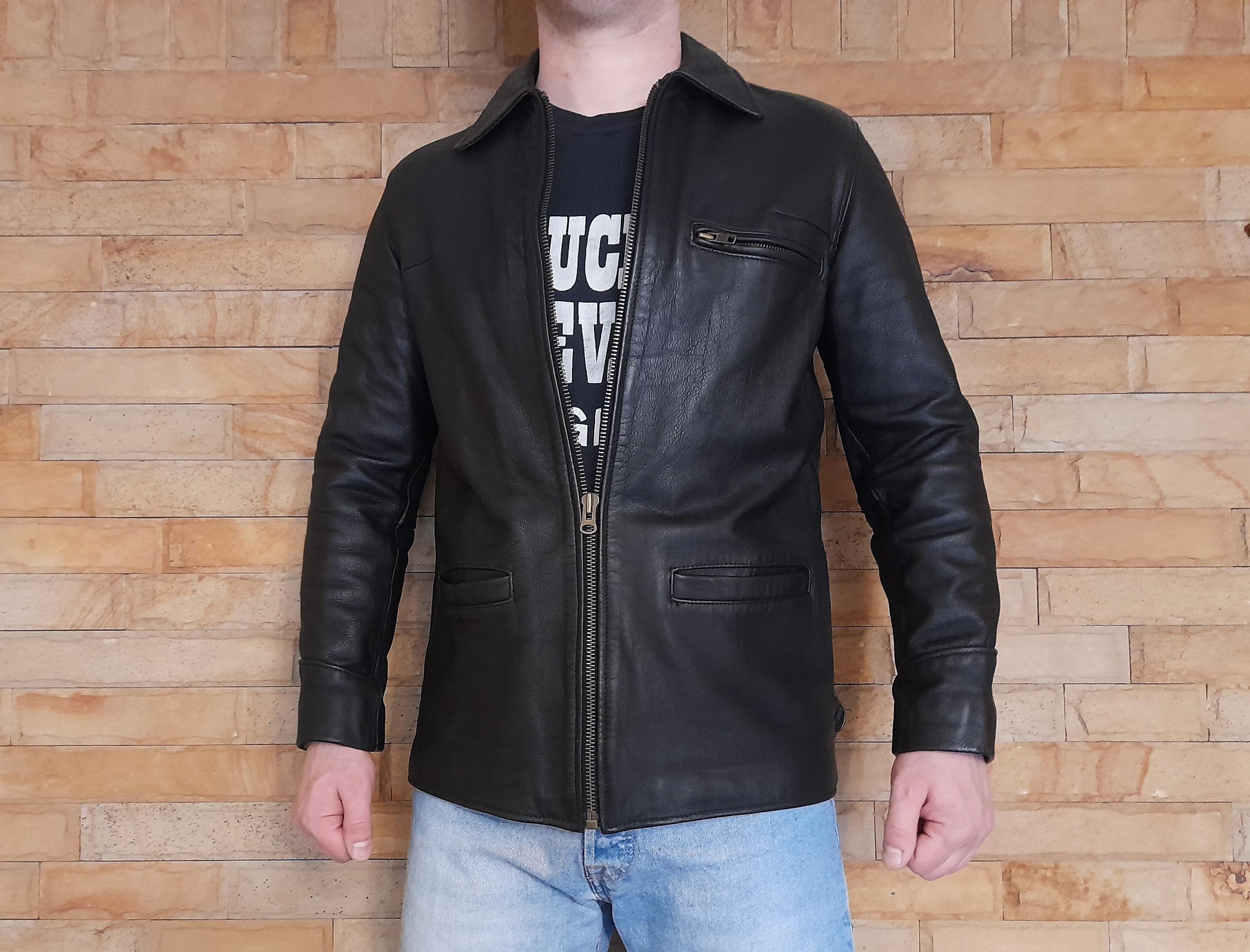 Vintage England Leather Wear Motorcycle Biker Jacket ,black