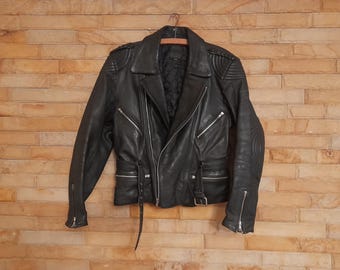 Vintage 90s Biker Black Leather Jacket,Real Leather Biker Jacket,Leather Motorcycle Jacket,Biker Road Leather Jacket,XL Size Leather Jacket