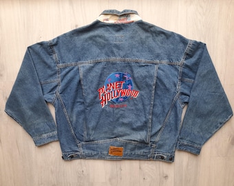 Vintage 90's Planet Hollywood Honolulu Hawaii Leather Zip up