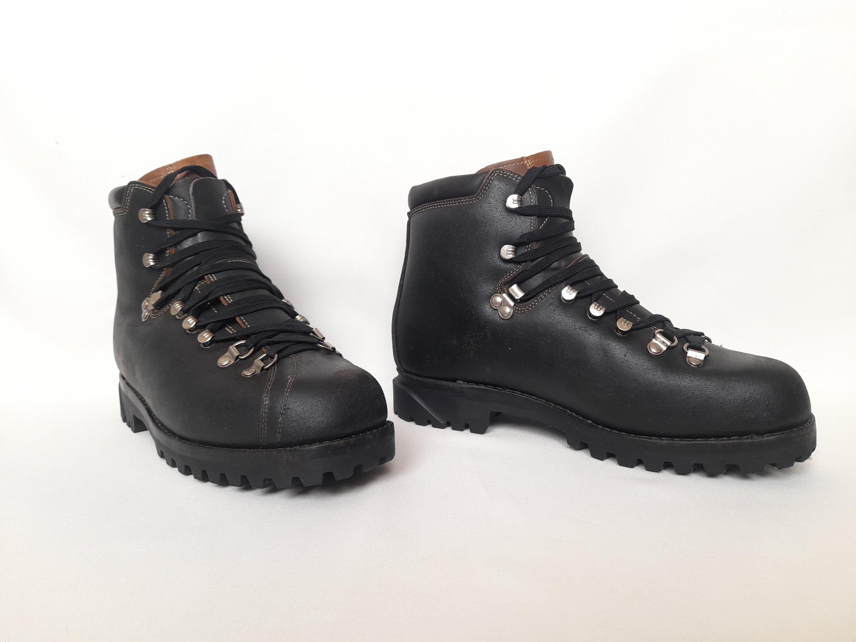 Vintage 80s Bally Grd BS Swiss Leather Black Hiking Ankle 
