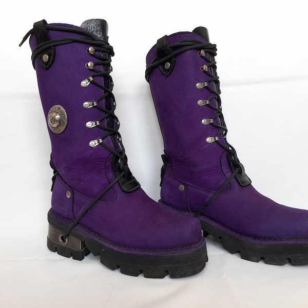 Vintage Womens Purple New Rock Boots ,Size EU 37 , New Rock Boots, Platform shoes, Goth,Punk ,Rivethead, Cyber, Emo, New Rock, Gordon Jack