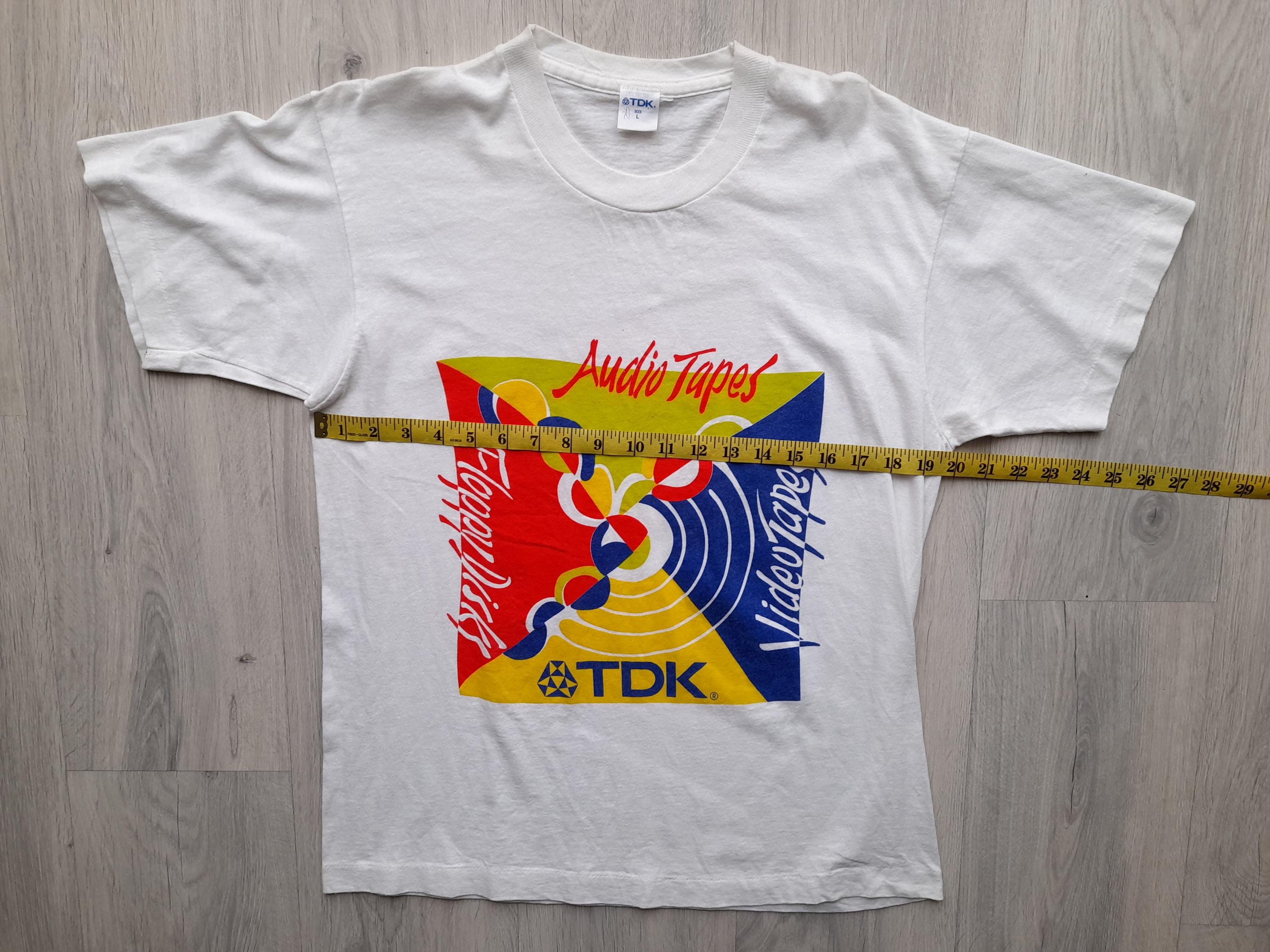 ヴィンテージ 80 年代 TDK カセット テープ T シャツ、VHS