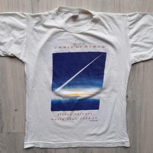 Vintage Chris de Burgh Flying Colours 1988-89 konsertturné T-shirt, Medium, Tillverkad i England, Chris de Burgh UK Tour T-shirt, Flying Colours T-shirt