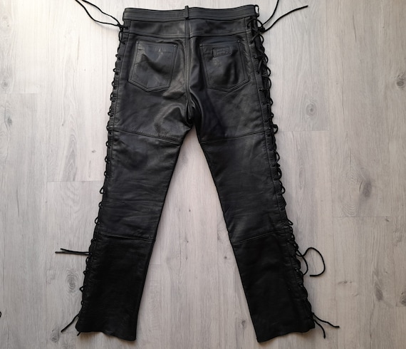 Vintage Real Leather Biker Motorcycle Rocker Mens… - image 9