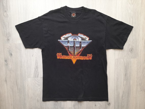 Vintage 90s Harley Davidson Fulda,germany Tee , 90s Flame Motor  